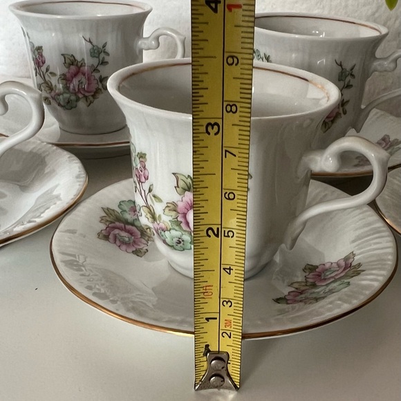 12 Pcs Vintage Floral Walbrzych Rose Set Bone China Porcelain Poland Tea Coffee - Picture 4 of 13